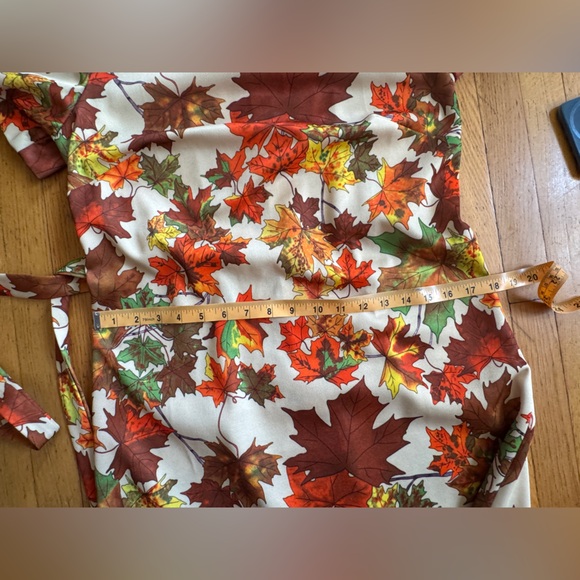 70s Vintage Fall Leaf Novelty Print Dress Sz M - Picture 9 of 12